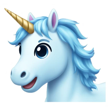 excited blue unicorn kawaii sticker