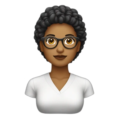 Jueza mujer pelo negro lacio con lentes sosteniendo un mazo sticker