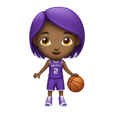 girl with purple heart palying basketball sticker