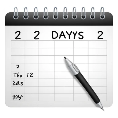 calendar with handwritten '2 days' sticker