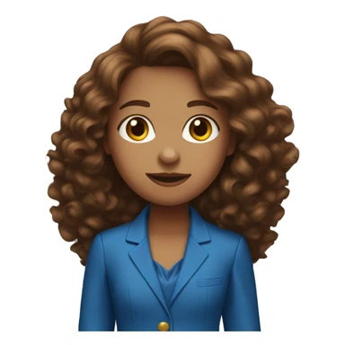a girl in a blue pantsuit with long brown curly hair sticker