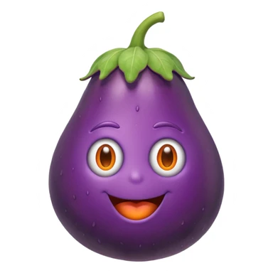 Crazy eggplant with crazy peach sticker