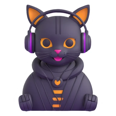 smiling cybercat wearing headphones sticker