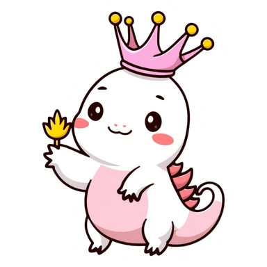 cartoon axolotl with a crown sticker
