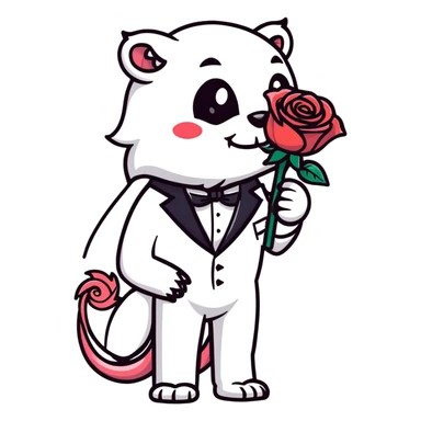 Beast from Beauty and the Beast with human mouth holding the enchanted rose, elegant formal outfit sticker