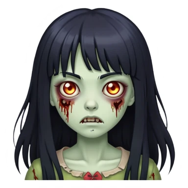 zombie girl with long black hair and bangs 🧟‍♀️ sticker