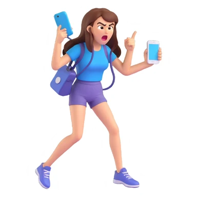angry girl screaming at a phone, expressive, dynamic pose, clear emotion sticker