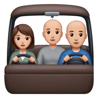 wife short brown hair driving, bald husband passenger  sticker
