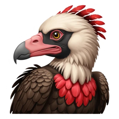 Mature vulture with black and red feathers looking towards the center of the image. sticker