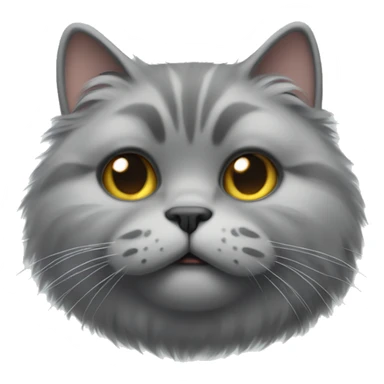 realistic fat grey fluffy cat with a small face sticker