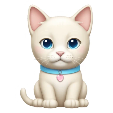 cream cat with light blue eyes and light pink collar sitting full body sticker