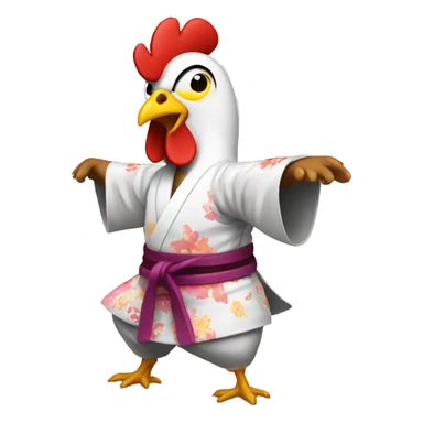 Chicken wearing a kimono doing karate   sticker