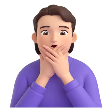 emoji of a person overwhelmed with excitement, flustered, hands covering mouth, eyes sparkling, energetic body language sticker