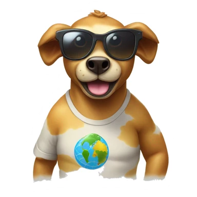 Hazme un emoji de una vaca surfeando con gafas de sol sticker