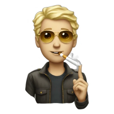 blonde white man with golden aviator glasses smoking cigarette sticker