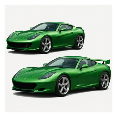 Change the car color to green, keep the rest of the image unchanged. sticker
