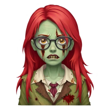 crowned woman zombie with glasses and red hair  sticker