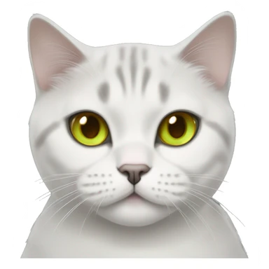 British Shorthair white Short Face Cat with Yellow and green gradient Eyes with have blackhair and brown eyes girl  sticker