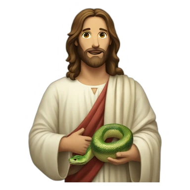 Jesus holding a snake in his hand sticker