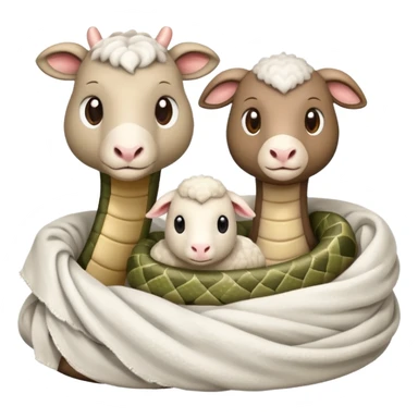Snake with white weathered blanket and lamb with blanket sticker