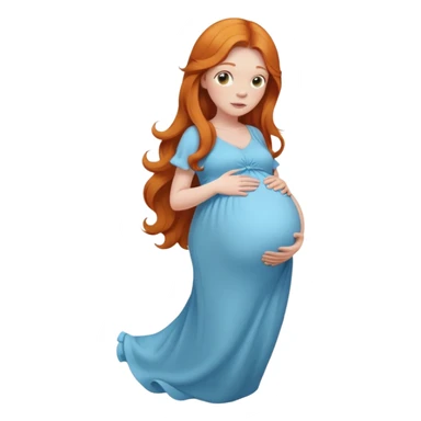 Ginger long hair lady pregnant with light blue clothes  sticker