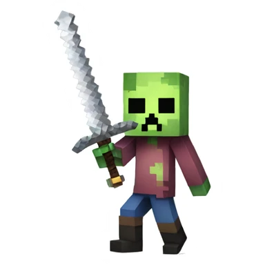 Minecraft zombie with a sword sticker