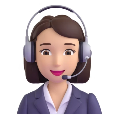 AI voice receptionist wearing a headset with a friendly expression sticker
