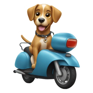 Dog riding moped  sticker