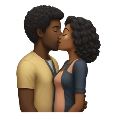 Black woman kissing brunette man sticker
