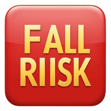 The Letters “fall risk” on a red square sticker