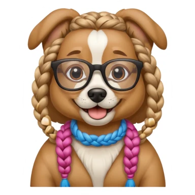 braided haired dog with glassess sticker
