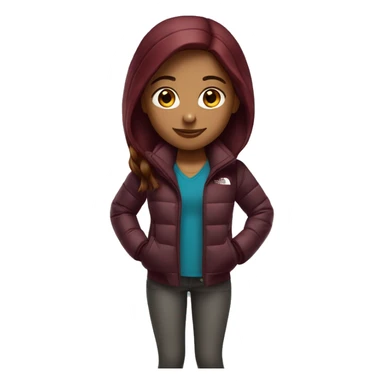 beautiful burgundy straight haired Girl wearing northface full body sticker