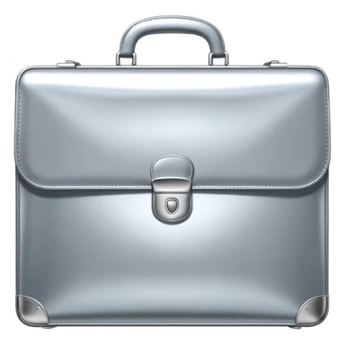 A luxury briefcase emoji made of polished silver chrome, smooth rectangular shape, metallic reflections, minimal high-end design, swag business aesthetic, iOS emoji style, centered, clean white background
 sticker