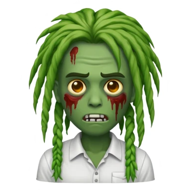 Emoji de zumbi com camisa branca locs no cabelo  sticker