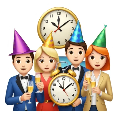 party, alarm clock, sunset sticker