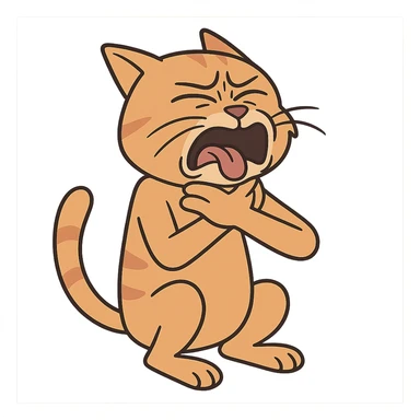 flat toon style cat choking itself sticker