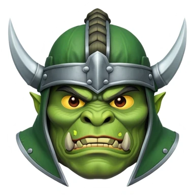 head of green orc in a samurai helmet sticker