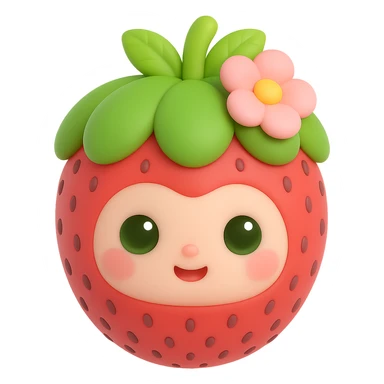 Make the character even softer and cuter, with a more baby-like face, and add a cute hair accessory such as a bow or flower. Keep the 3D kawaii Japanese style, no limbs, only expressive face, and maintain transparent background. The style should resemble 3D kawaii Japanese character design with no limbs and expressive face. sticker