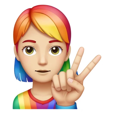 Rainbow face holding middle finger up sticker