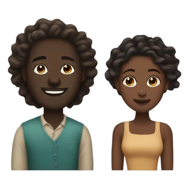 Dark skin man with waves with tan woman with locs sticker