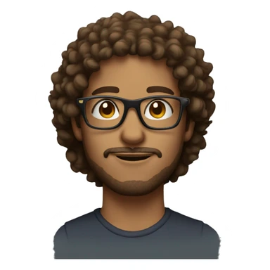 Cool Man with brown curly hair and square glasses sticker