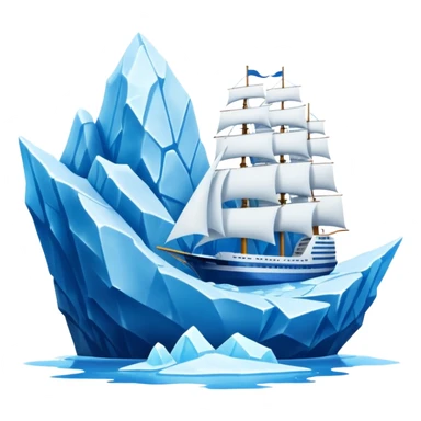 A ship moving past an iceberg sticker
