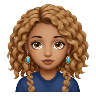 girl with wavy hair, almond shaped eyes, birthmark near her eye, tan, with lots of swag, cool, face piercings (no earrings) sticker