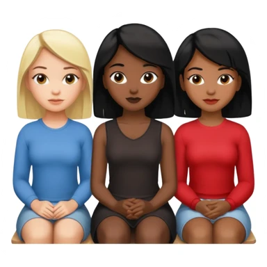 black woman with black hair and one blonde white girl friends sitting in a row sticker