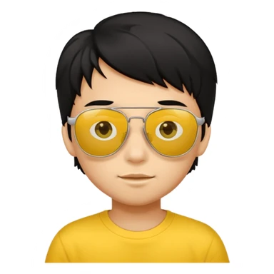 black hair kid with yellow sunglasses sticker