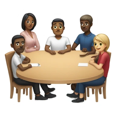 6 people sitting at a table sticker