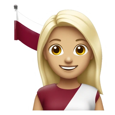Happy blonde woman with a flag of Latvia in hands sticker