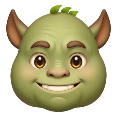 Cinematic Cute Ogre Portrait Emoji, with a surprisingly endearing, plump and huggable figure in soft earthy greens and browns, featuring big, kind eyes and a bashful smile, simplified yet irresistibly adorable, highly detailed with a soft glowing outline that captures the charm of a friendly giant who seems ready for a warm hug! sticker