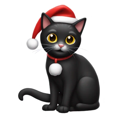 Black cat with Santa hat sticker
