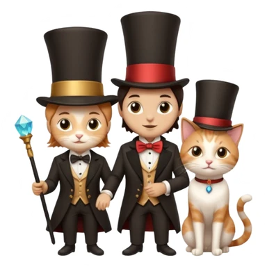 magician couple and their pet cat sticker